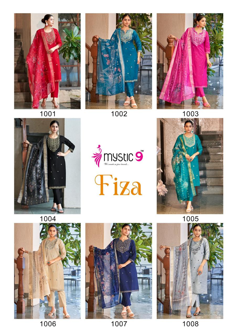 Fiza Vol 1 By Mystic 9 Silk Embroidery Kurti With Bottom Dupatta Wholesale Shop In Surat
